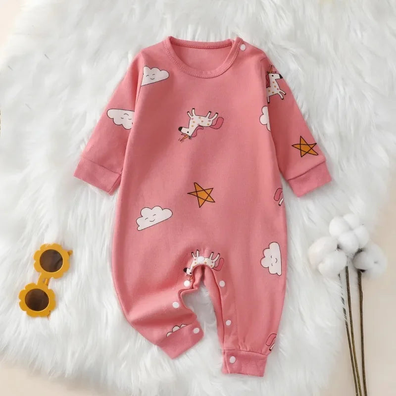 Katoenen Newborn Romper – Cartoon Print