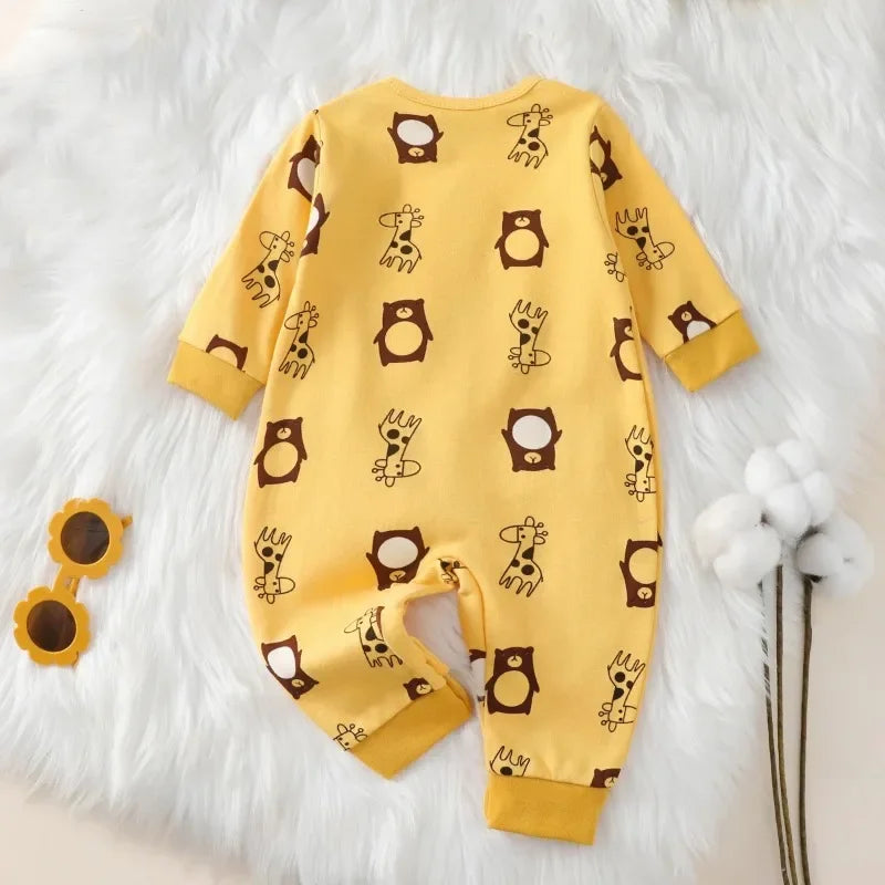 Katoenen Newborn Romper – Cartoon Print