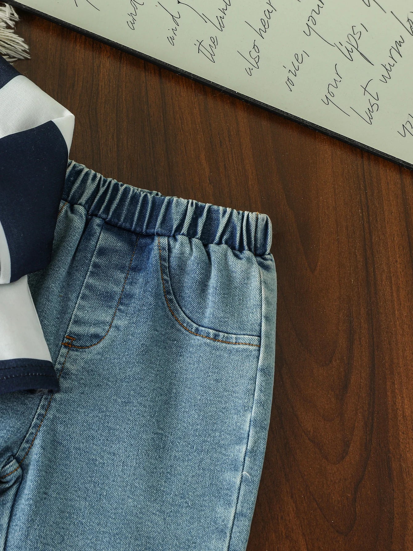 2-Delige Baby Jongens Set – Gestreepte Polo & Denim Broek