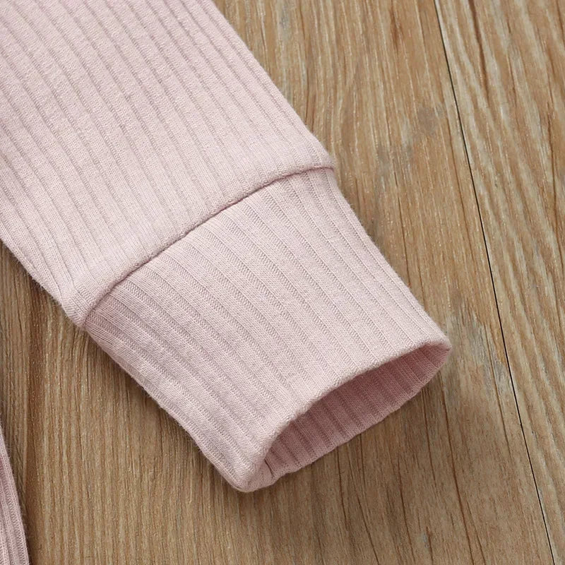 Rib Katoenen Romper – Lange Mouw Basis