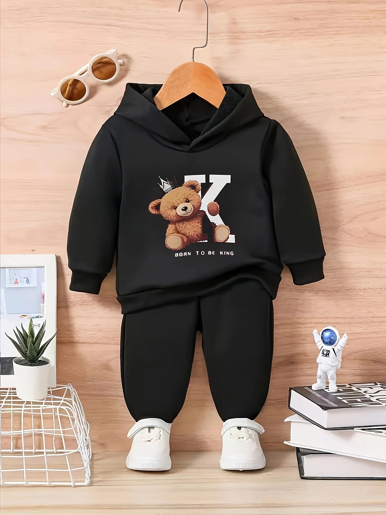2-Delige Baby Jongens Fleece Set – Cartoon Hoodie & Broek
