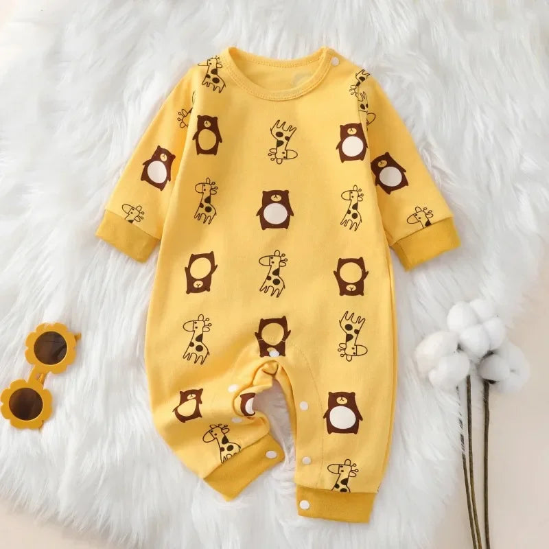 Katoenen Newborn Romper – Cartoon Print