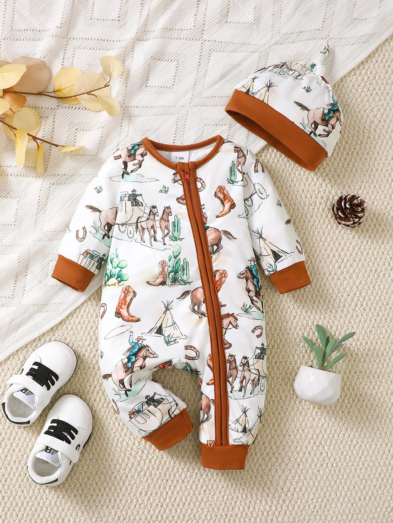 Baby Jongens Romper – Berenprint & Lange Mouwen