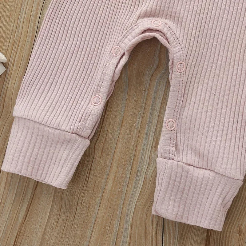 Rib Katoenen Romper – Lange Mouw Basis