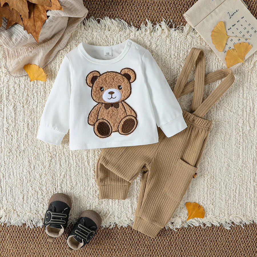 2-Delige Baby Jongens Set – Beer Top & Tuinbroek Outfit