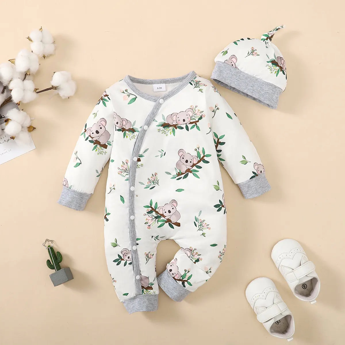 Baby Jongens Romper – Berenprint & Lange Mouwen